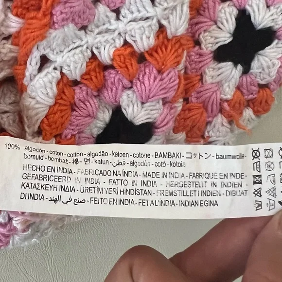 Bershka Orange White Pink Black Crochet Cutout Dress K-14 - Picture 10 of 13